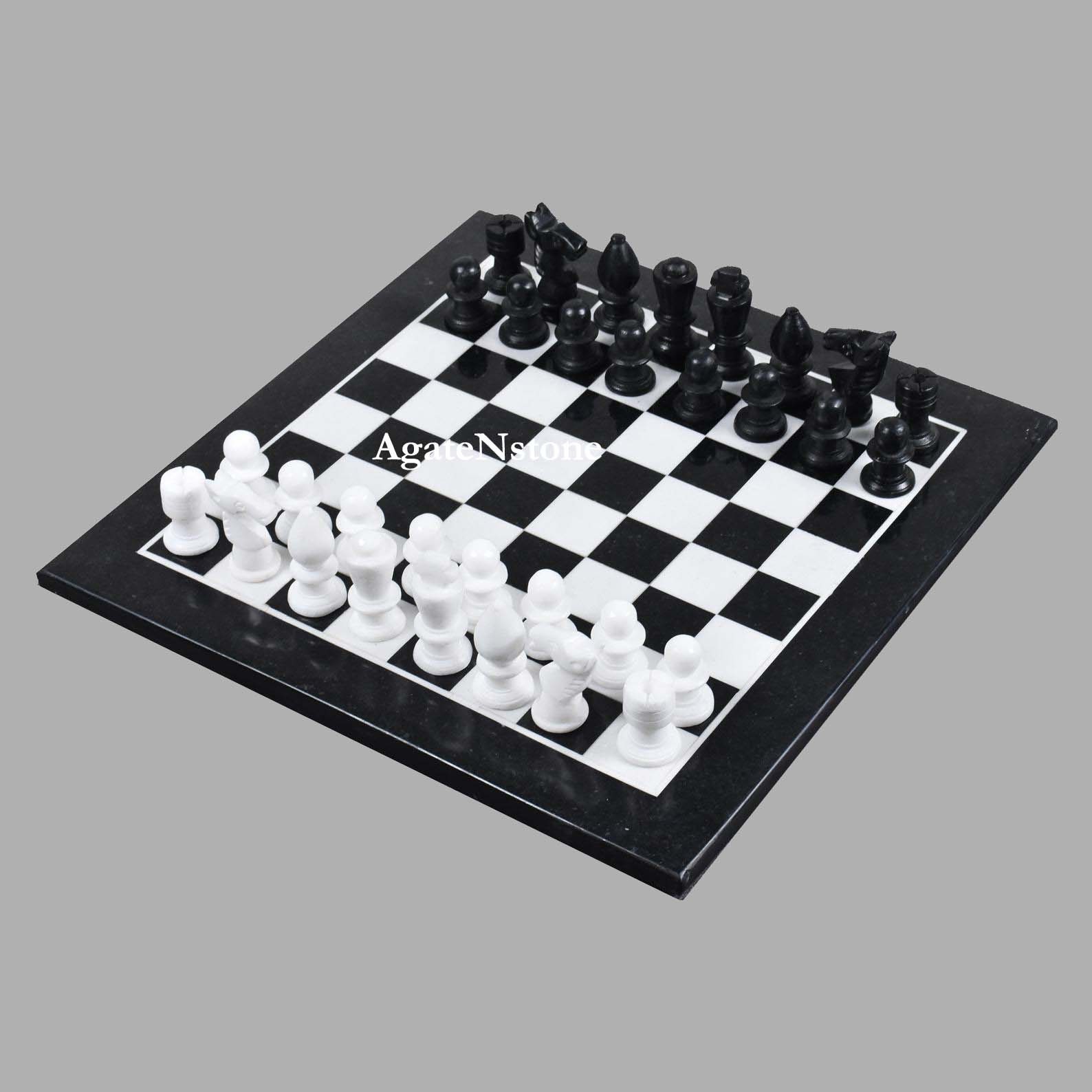 Black and White High-Quality Marble Chess Set
