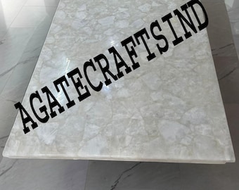 Handmade White Quartz Table Top: Custom Kitchen Countertop, Dining Table