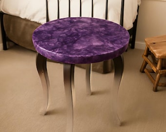 Handmade Amethyst Stone Coffee Table Top: Modern Agate Side Table