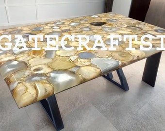 Handmade Agate Coffee Table Top: Natural Stone Kitchen Decor