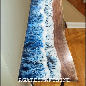 Epoxy Wave Ocean Table, Dining Table, Resin Coffee Table, River Table, Live edge, Epoxy Desk, Epoxy Resin Table, Dine table, Natural Table