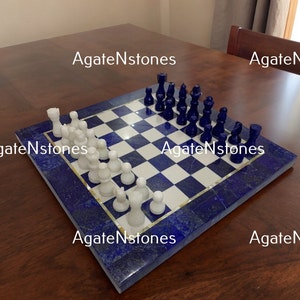 Chess Board,Lapis lazuli Chessboard,International chess, Chess Game , chess Gift for dad,Anniversary gift for boyfriend,birthday gift