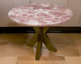 Rose Quartz Round Table Top: Luxury Agate Stone Coffee Table