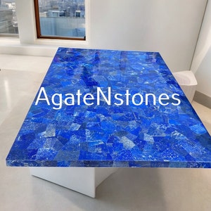Lapis Lazuli Gemstone Dining Table Top, Dining ,Breakfast, Table, Coffee Center Table Top, Handmade Living Room Decor Furniture, Only Top