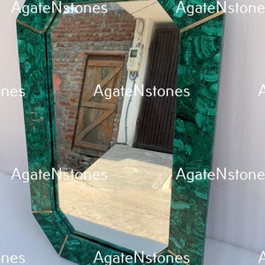 Malachite Mirror Decorative Wall Mirror, Malachite Inlay Rectangle Mirror, Malachite Green Stone Mirror Bathroom Decorative Wall Mirror art