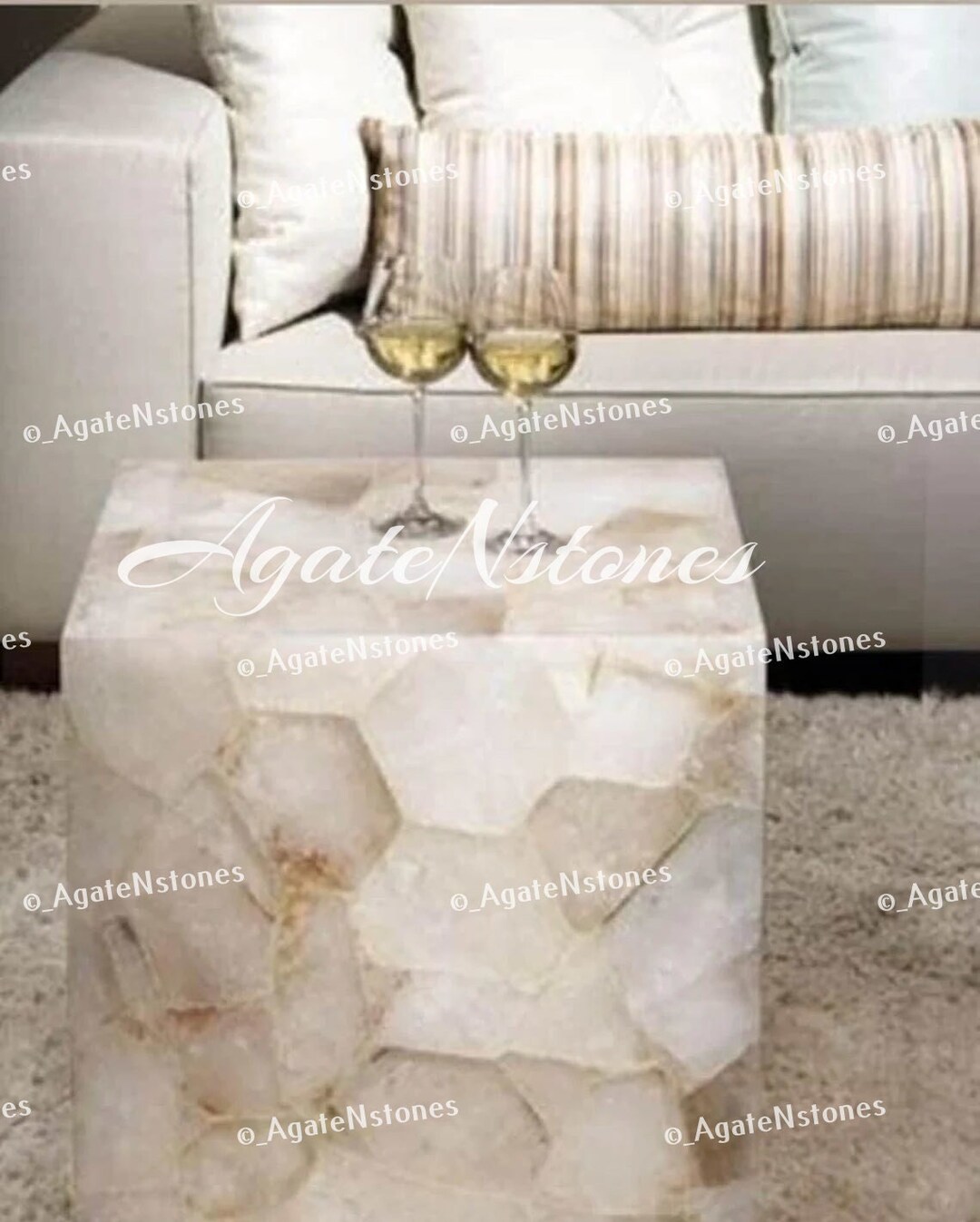 Quartz Coffee Table Quartz Center Table White Quartz Console Etsy