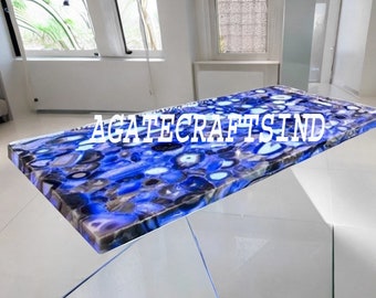 Countertop, Blue Agate Dining Table Top, Kitchen Countertop, Marble Dine Table, Handmade Living Room and Home Decor Furniture Interior