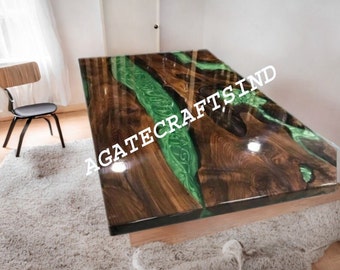 Green Epoxy Resin Table, Resin River Table, Epoxy Dining, Center Table Top Made To Order Acacia Wooden Table, Table, Coffee Bar Table Decor