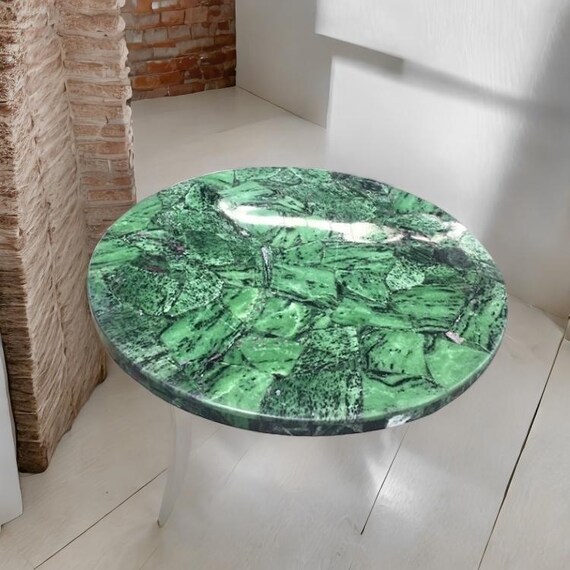 Handmade Green Quartz Agate Table Top – Luxury Home Decor