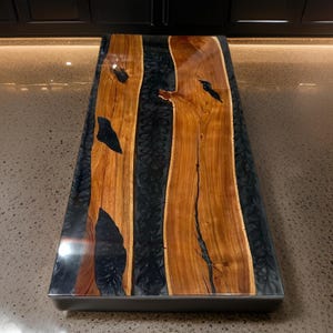 Black Epoxy River Table - Handmade Walnut Resin Dining Table - Modern Luxury Wood Table for Home & Office - Custom Epoxy Tabletop