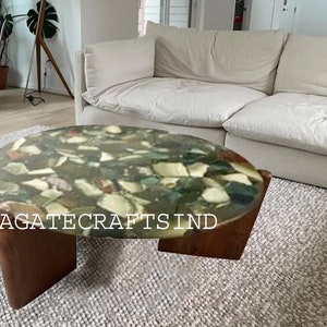 Mesa de centro de piedra de ágata única, tablero de mesa de ágata redonda, mesa auxiliar de ágata, decoración de mesa de centro de piedras preciosas, decoración de mesa personalizada solo interior superior