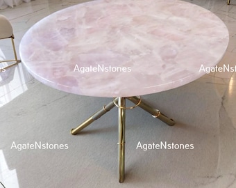 Rose Quartz Table, Dining Table Top, Quartz Table, Sofa Table, Agate Table, Coffee Table, Center Table Top, Agate Table Handmade Furniture