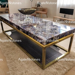 Amethyst Coffee Table,Amethyst Stone Table ,agate drink table Home Decor,Amethyst Decor Center Table ,Living Room Table Handmade Furniture