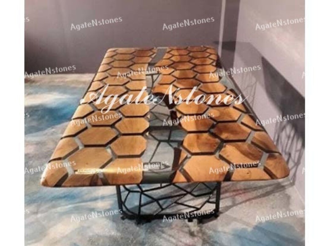 Hexagon Epoxy Table River Dining Table Epoxy Etsy