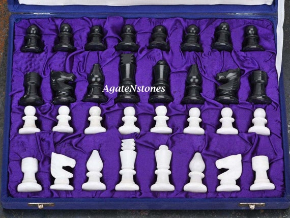 White Black Marble Chess Set, Packaging Type: Export Packing