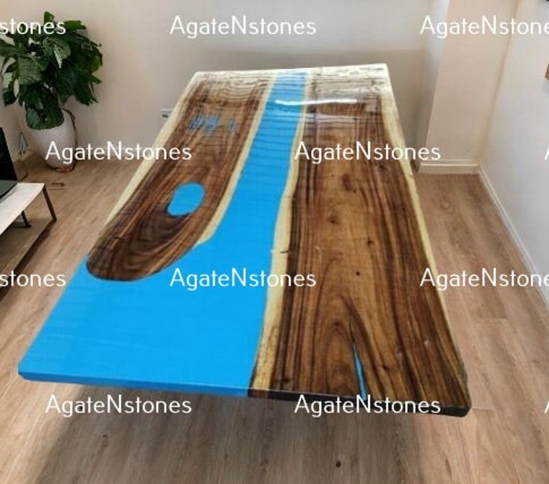 Epoxy Table, Wood Epoxy Dining Room Table ,blue Resin River Table