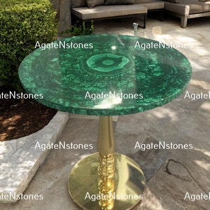 Malachite Gemstone Counter Table, Round Malachite Stone Top Console Coffee Table, Handmade Malachite Furniture Decors Table Decors