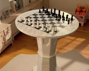 Handmade Marble Inlay Chess Table Top with Pieces – Mosaic Art Game Board