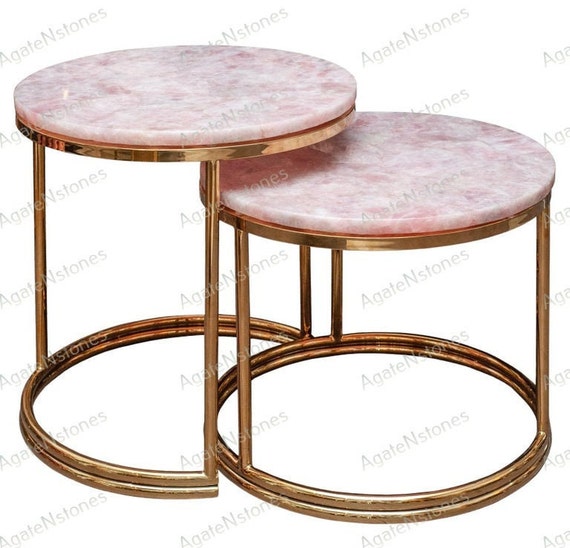 Pink Quartz Coffee Table Top Rose Quartz Side & End Table Etsy