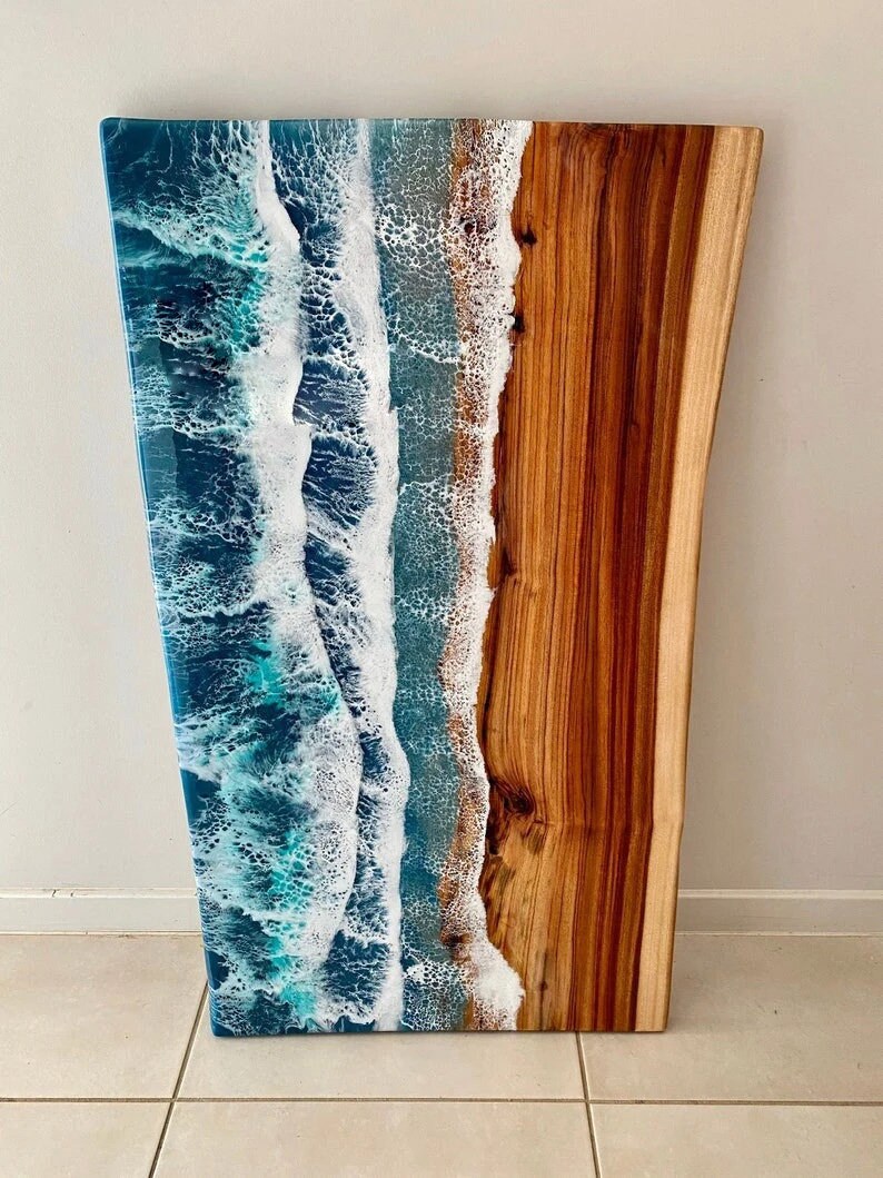 Blue Swirl Epoxy Table Epoxy Ocean Tables Wooden Coffee Etsy