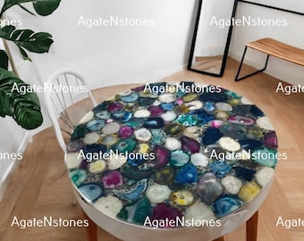 Custom Agate Table Top: Handmade Natural Stone Dining or Coffee Table