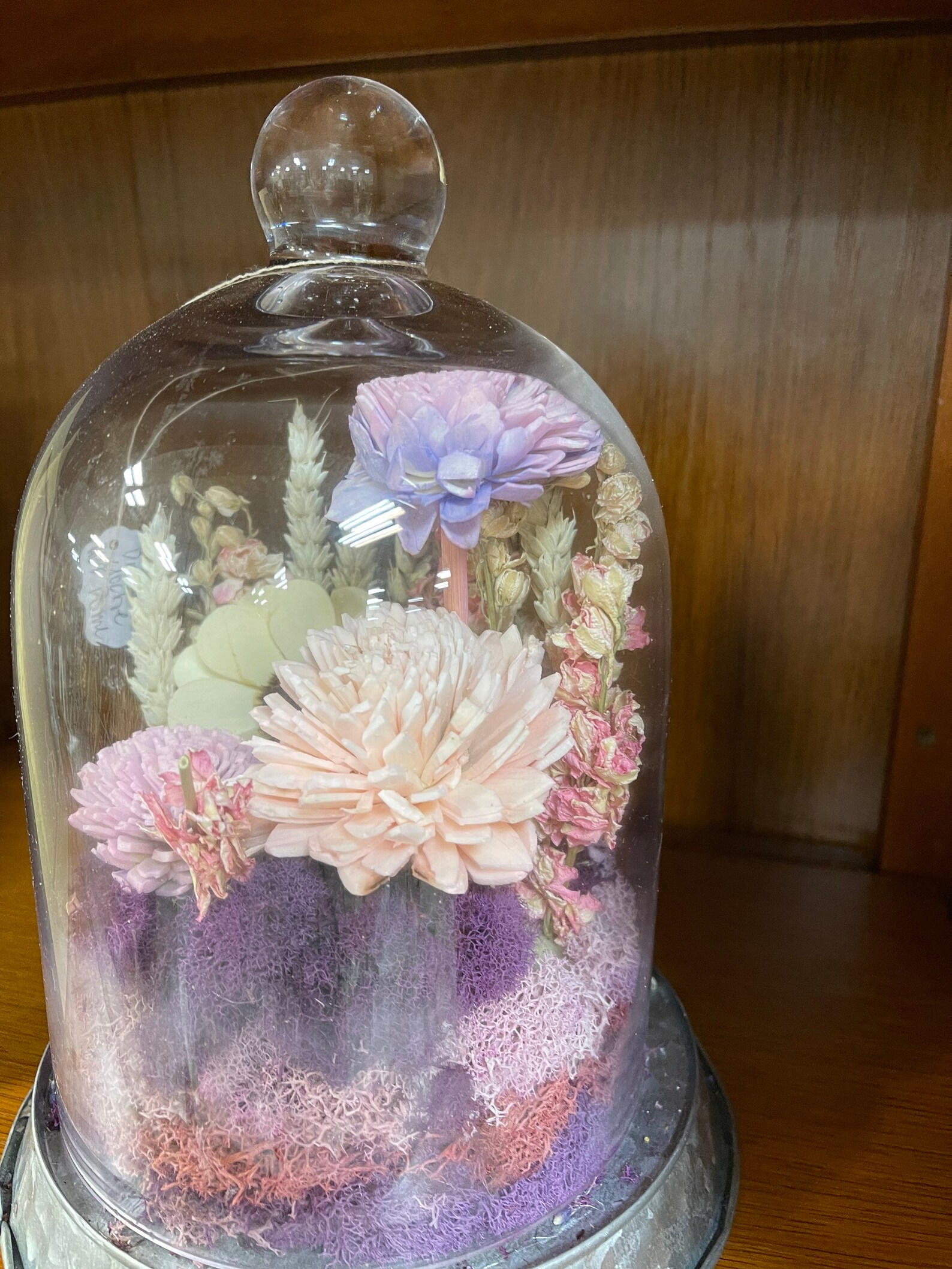 Handmade Unique Dried flower cloche dome Etsy