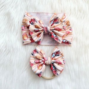 Fire Truck Baby Bow, Fireman Bow, Bow on Nylon, Bow Headwrap, Bow on Clip, Pigtail Bows, Bow Headband, Flapless Bow, Baby Bow, Toddler Bow