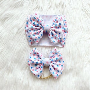 4th of July Baby Bow, Red White & Blue Ice Pop Bow, Bow on Nylon, Bow Headwrap, Bow on Clip, Pigtail Bows, Bow Headband, Flapless Bow