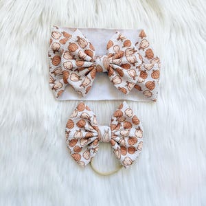 Fall Pumpkin Baby Bow: Thanksgiving Nylon, Headwrap, Clip or Pigtail Set Hair Bow