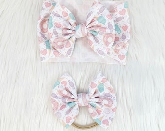 Sweet One Baby Bow, Bow on Nylon, Bow Headwrap, Bow on Clip, Pigtail Bows, Bow Headband, Donut Bow, Candy Bow, Ice Cream Bow, Sprinkle Bow