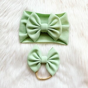 Mint Green Baby Bow, Pastel Baby Bow, Bow on Nylon, Bow Headwrap, Bow on Clip, Pigtail Bows, Bow Headband, St. Patrick’s Day Bow, Spring Bow