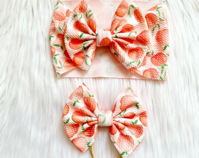 Peach Hair Bow Peach Hair Clip Peach Fruit Bow Fruit Etsy