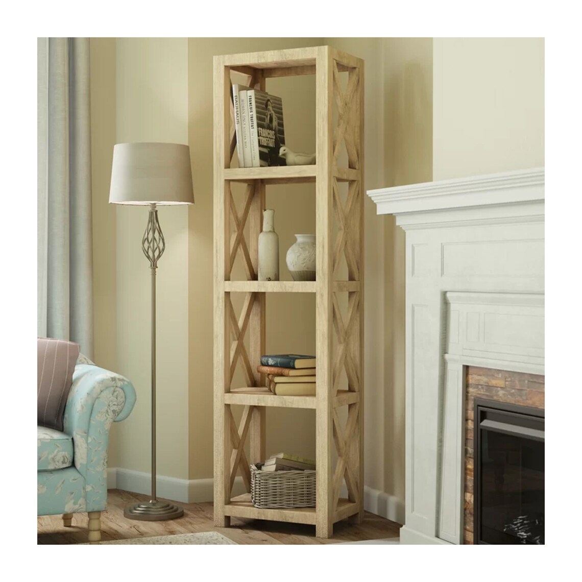 White Solid Wood Bookcase Freestanding Storage Rack Shelf for Etsy