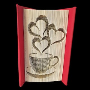 Patrón de libro plegable "Taza de Amor": Corazones de té y café (Descarga digital)