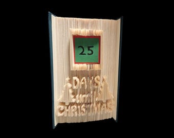 Days Until Chritmas, Book Folding Pattern, cut and fold,  includes free tutorial, 451 pages