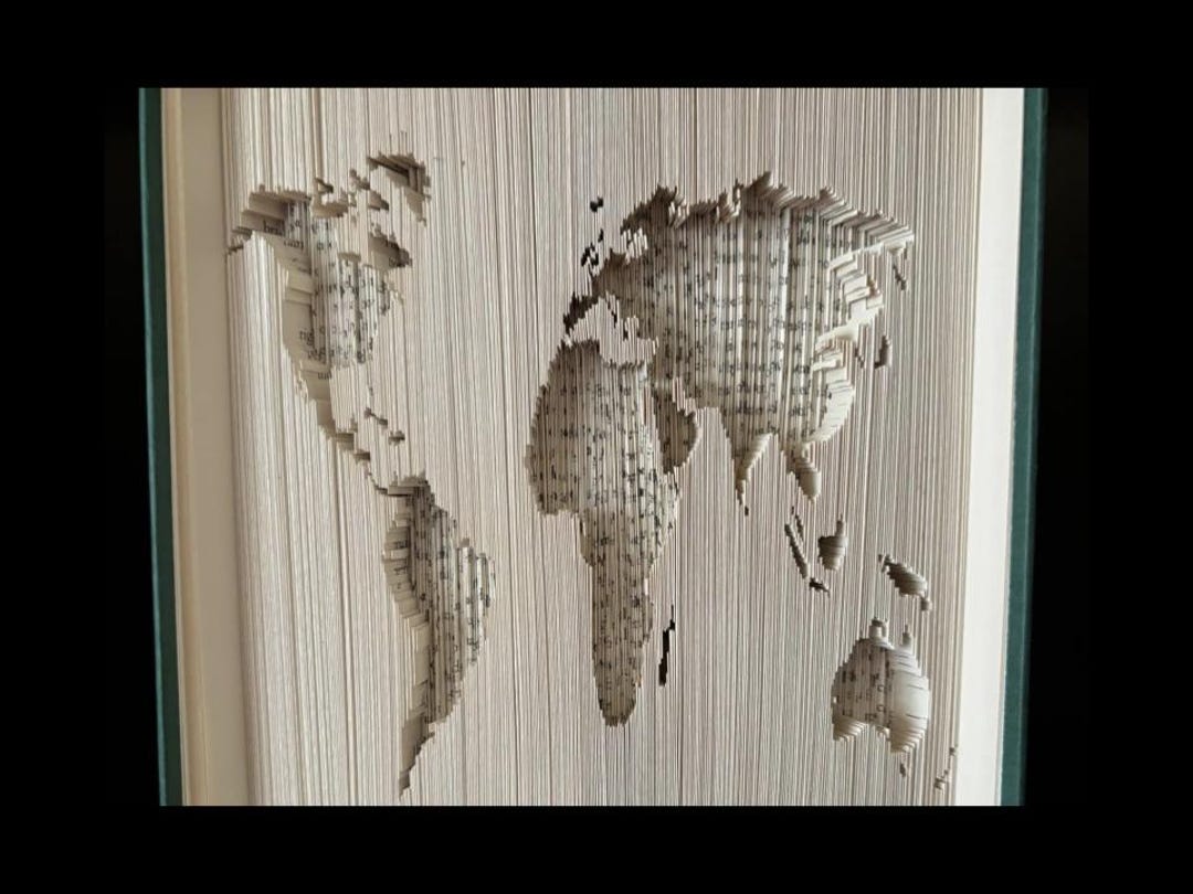 Map, Book Folding Pattern, World Map , 2 Patterns One With Compass and ...