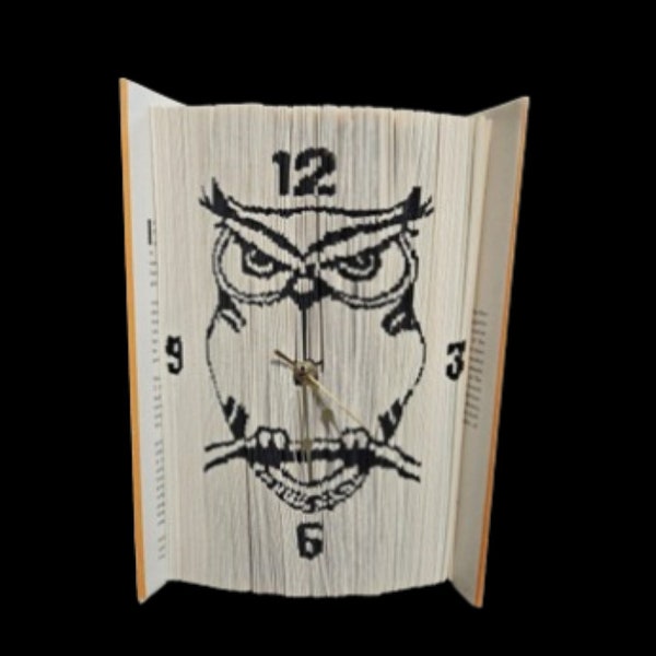 Owl Clock, Book folding pattern, clock, 180 fold a book, 421 pages