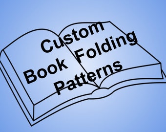 Custom book folding pattern, fold a book, cut and fold, mark and fold, DIY, names, logos, sports teams, dates, gift, origami