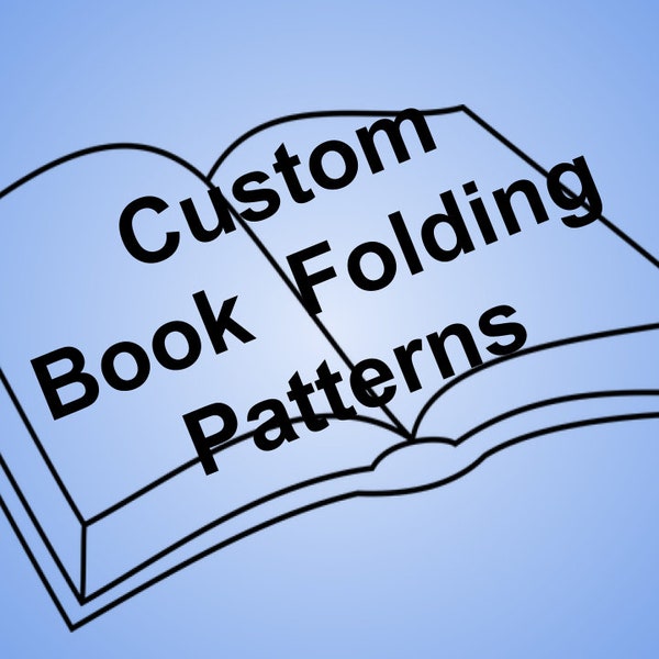 Custom book folding pattern, fold a book, cut and fold, mark and fold, DIY, names, logos, sports teams, dates, gift, origami