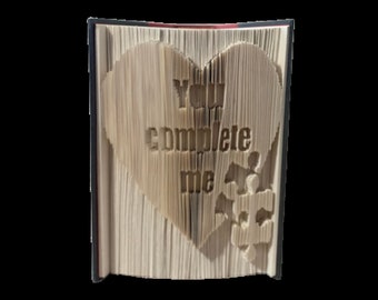 You complete me, Heart, love, wedding, Valentine's Day,  Book Folding Pattern, cut and fold,  includes free tutorial, 451 pages