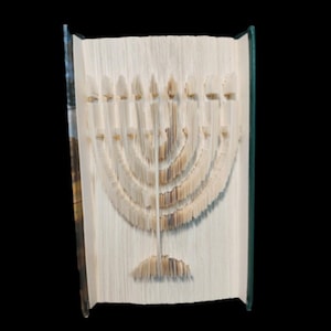 Menorah, Hanukah, Chanukah, modello per piegare libri, taglia e piega, include tutorial gratuito, Ebraico, Giudaico, 375 pagine