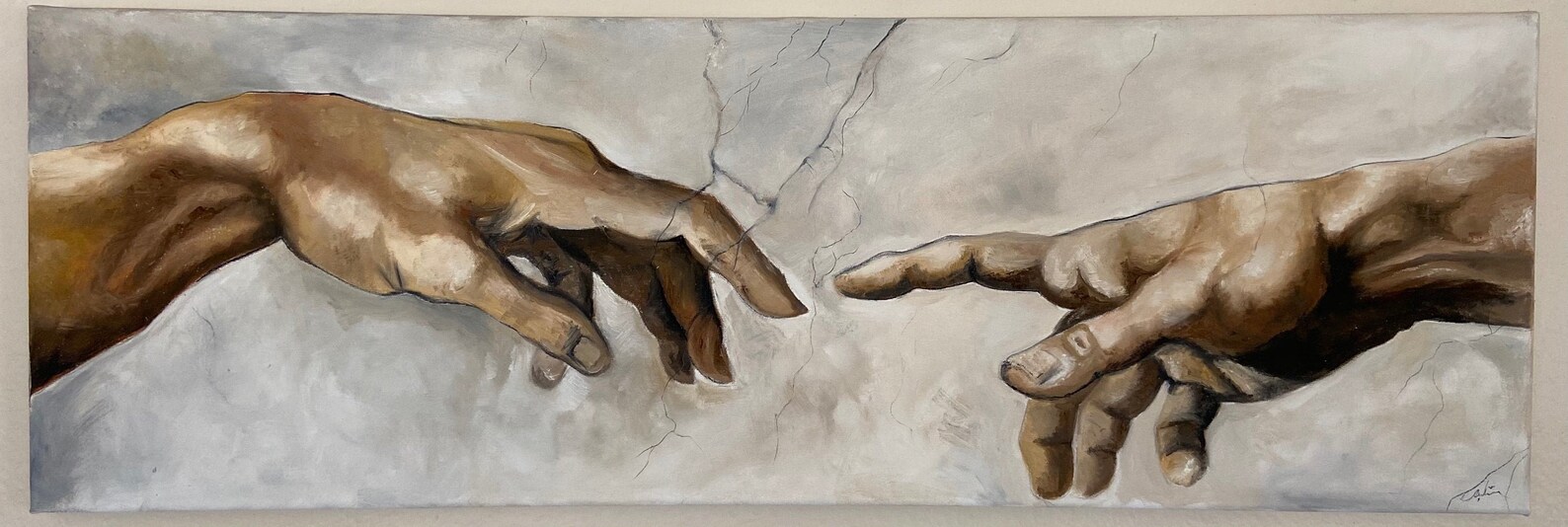 Detail of The Creation of Adam Oil Painting on Canvas Classic Etsy