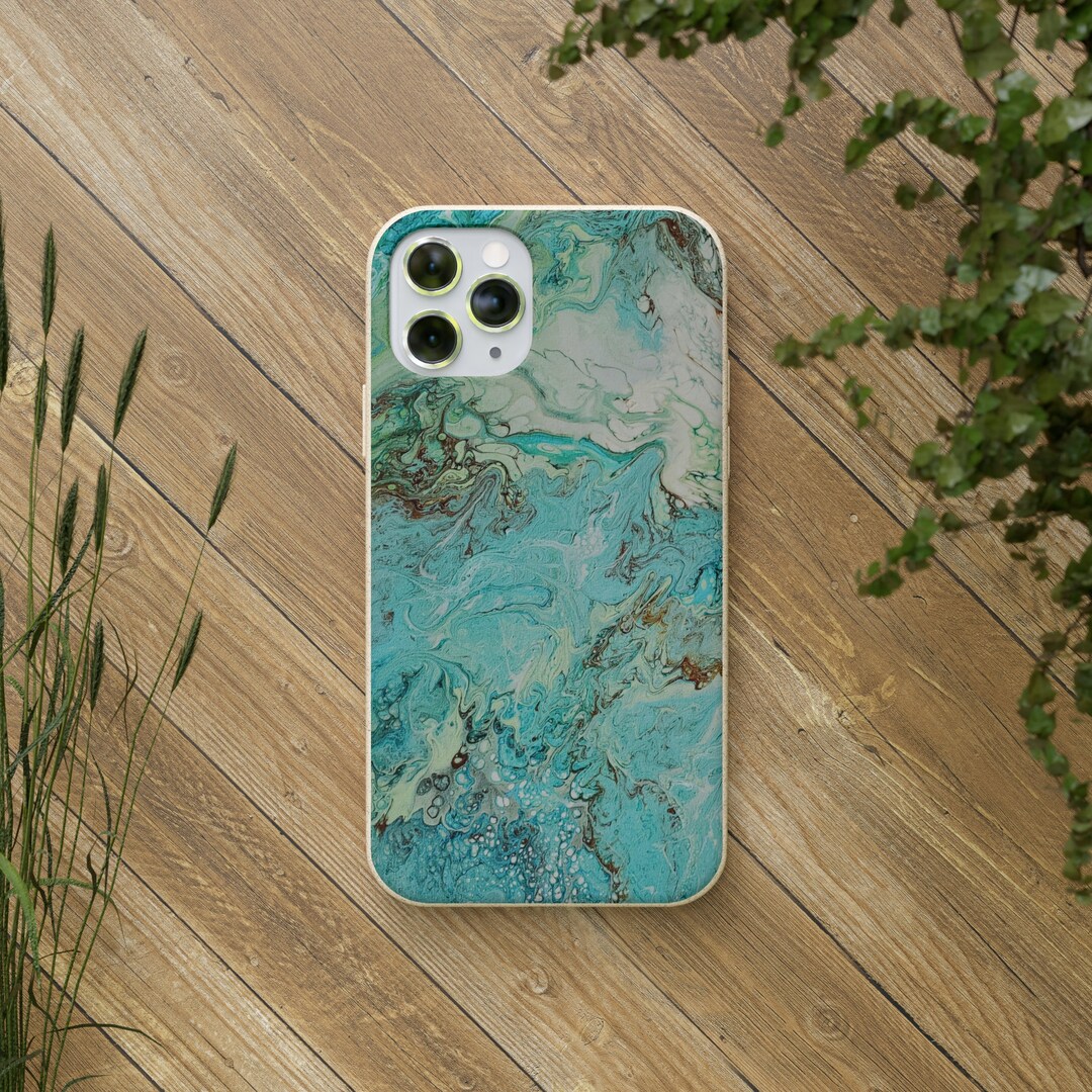 Aqua Abstract Design Biodegradable Phone Cases - Etsy