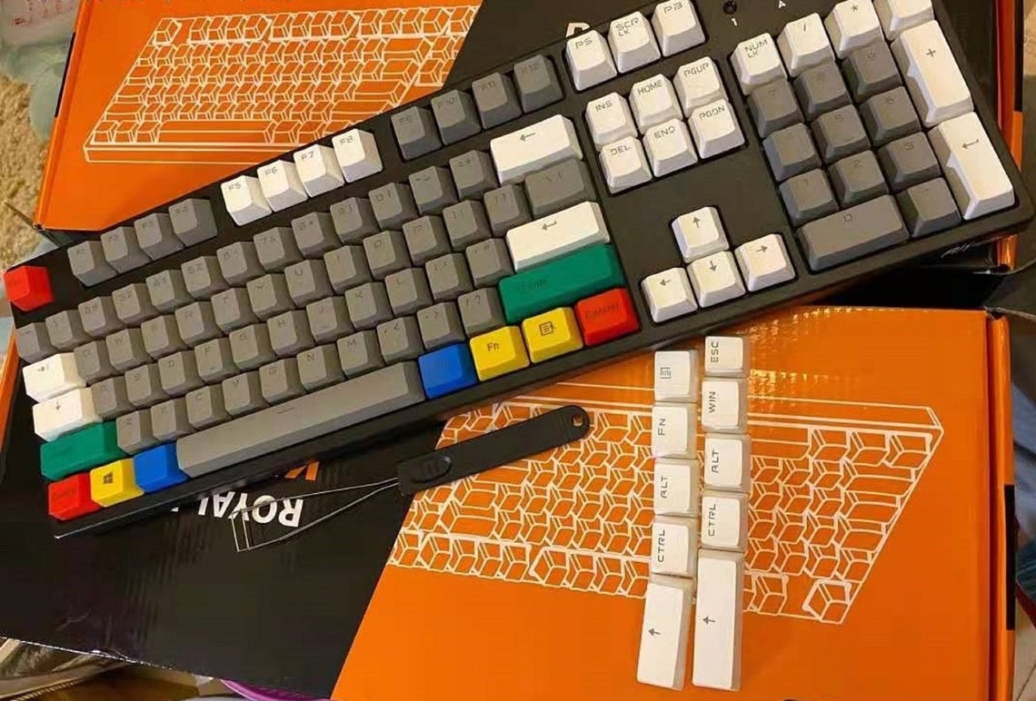 Grey Retro Keycaps Set Artisan Keycaps 64 68 84 87 104 108 | Etsy