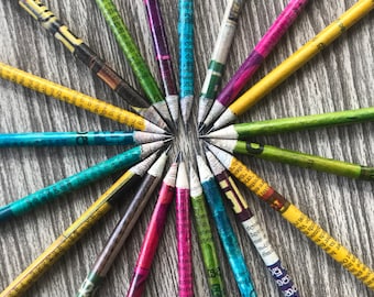 Papier recyclé arc-en-ciel fait main sans bois et plastique respectueux de l'environnement #2 Crayons HB pour fournitures scolaires et de bureau, pré-aiguisés avec emballage