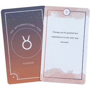 Taurus Affirmations Oracle Card Deck, indie astrology divination birthday gift for best friend, zodiac meditation messages for her image 2