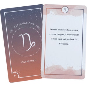 Capricorn Affirmations Oracle Card Deck, indie astrology divination birthday gift for best friend, zodiac meditation messages for her image 4