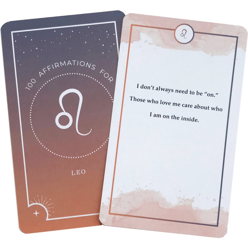 Leo Affirmations Oracle Card Deck, indie astrology divination birthday gift for best friend, zodiac meditation messages for her image 2