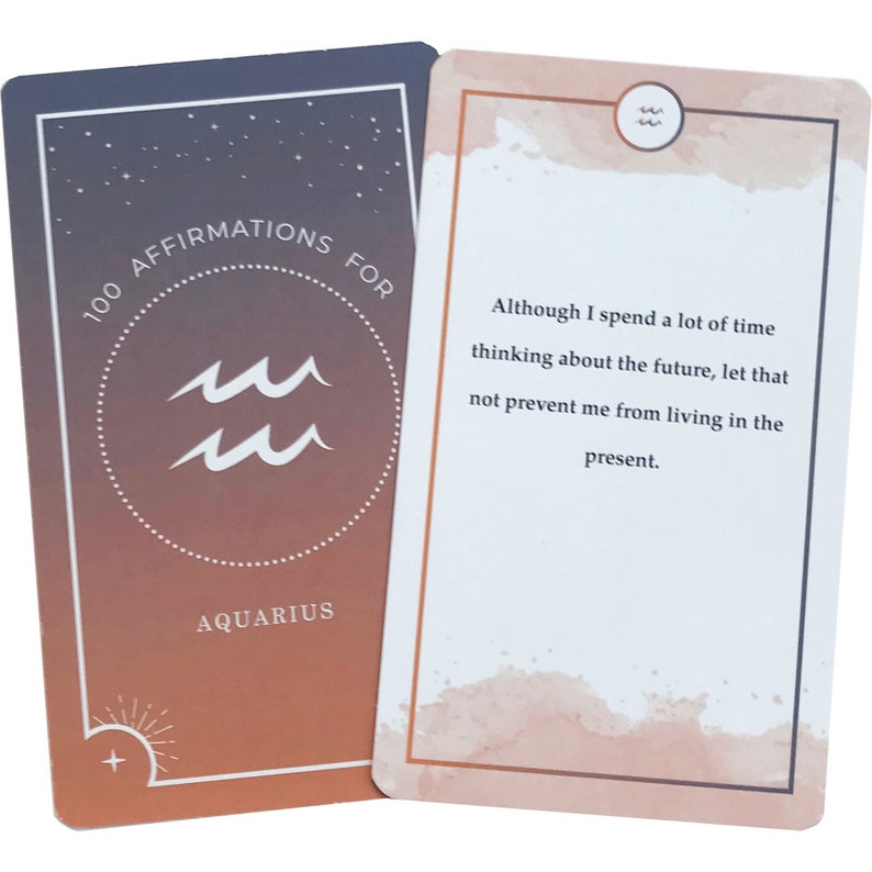 Aquarius Affirmations Oracle Card Deck, indie astrology divination birthday gift for best friend, zodiac meditation messages for her image 2