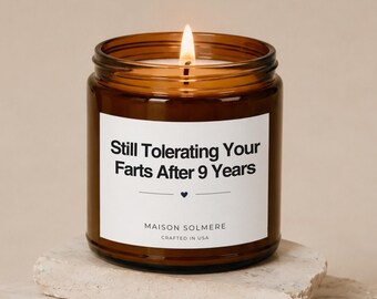 9th Anniversary Gift Candle, Ninth Anniversary Gift for Him, 9 Years Anniversary Wedding Gift for Husband, Hand-Poured Soy Wax Candle